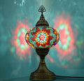 Handmade Turkish mosaic table lamp ocean blue green glass