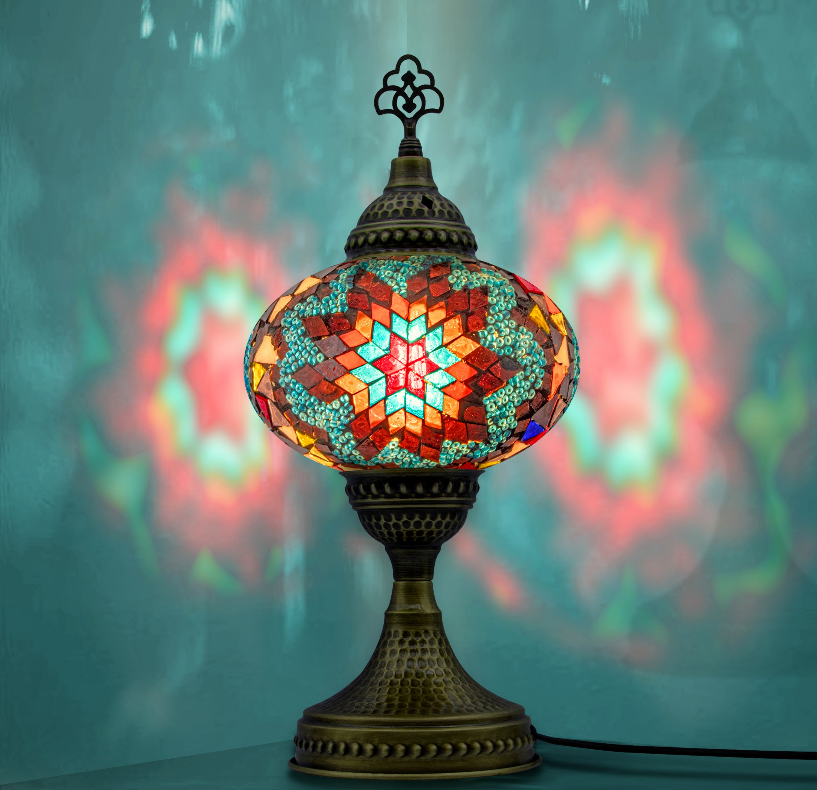 Handmade Turkish Mosaic Table Lamp – Colorful Boho Home Light