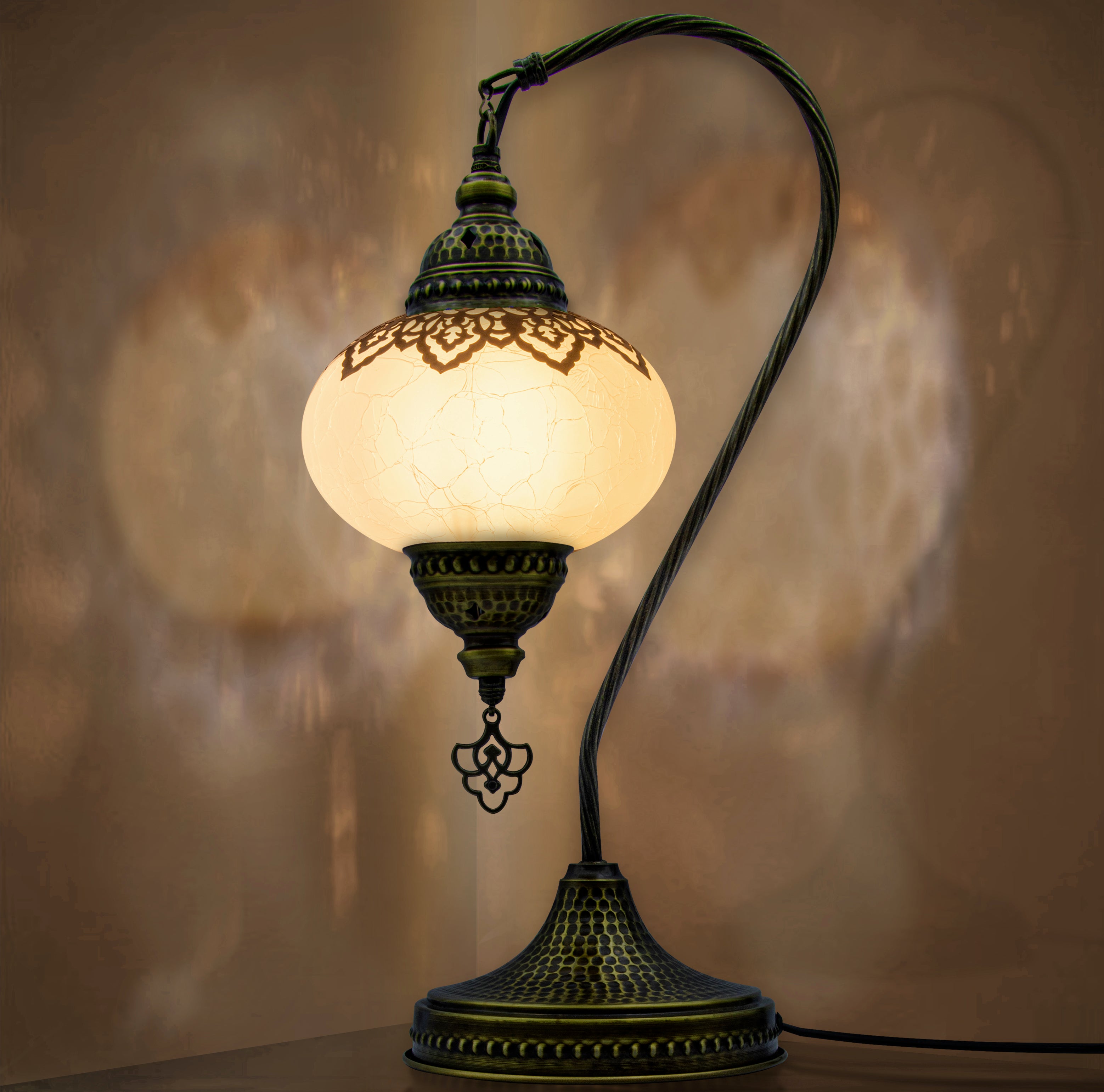 Turkish Mosaic Swan-Neck Lamp – Handmade Boho Light