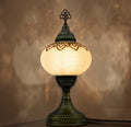 Handmade Turkish mosaic table lamp off-white glass