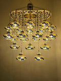 Turkish Mosaic Chandelier – Handmade Yellow Glass Boho Ceiling Lamp