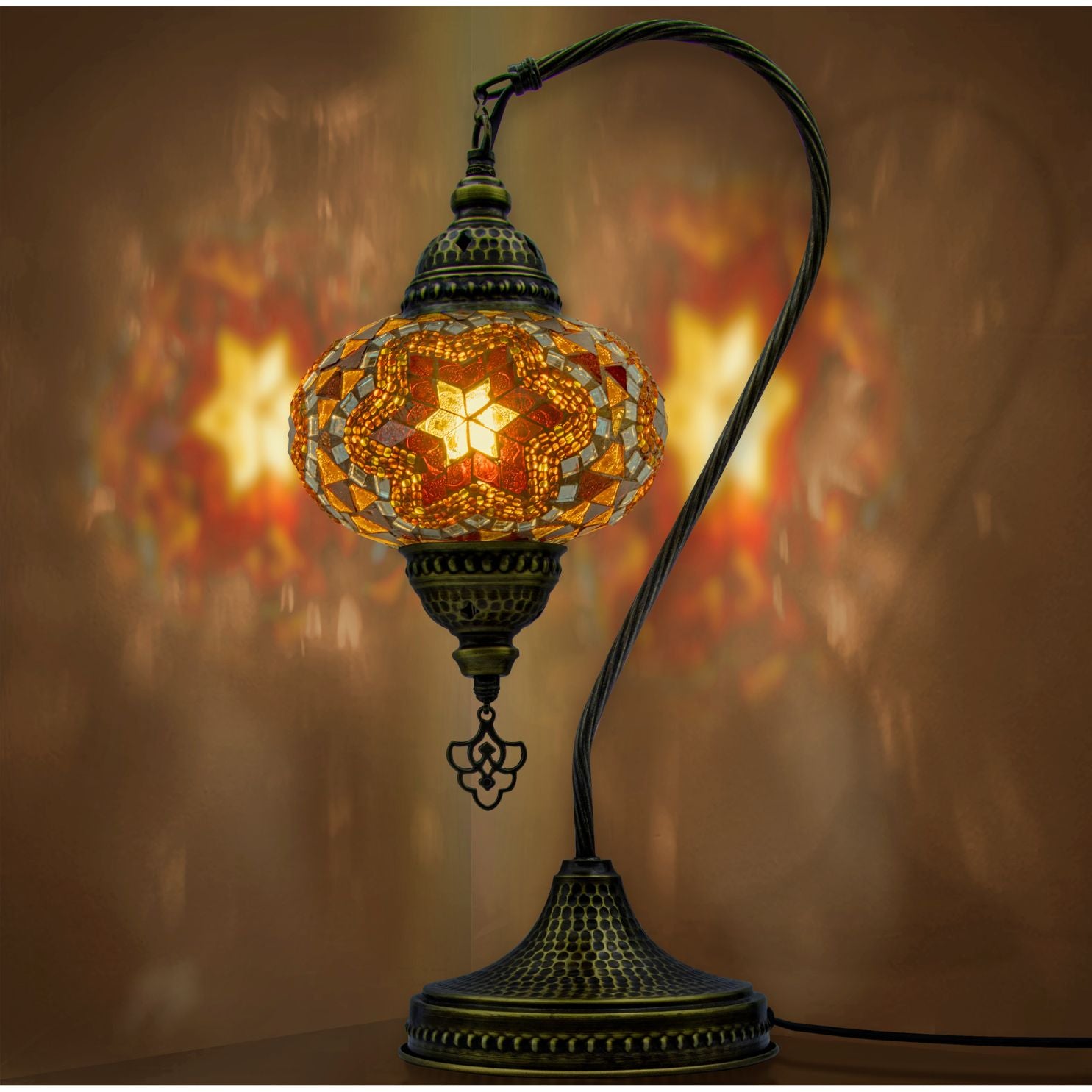 Turkish Mosaic Swan-Neck Lamp – Handmade Boho Light