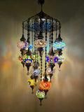 Turkish Mosaic Chandelier – 19 Globe Colorful Boho Ceiling Lamp