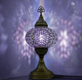 Handmade Turkish mosaic table lamp purple glass