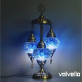 Turkish mosaic 3 globe table lamp blue glass