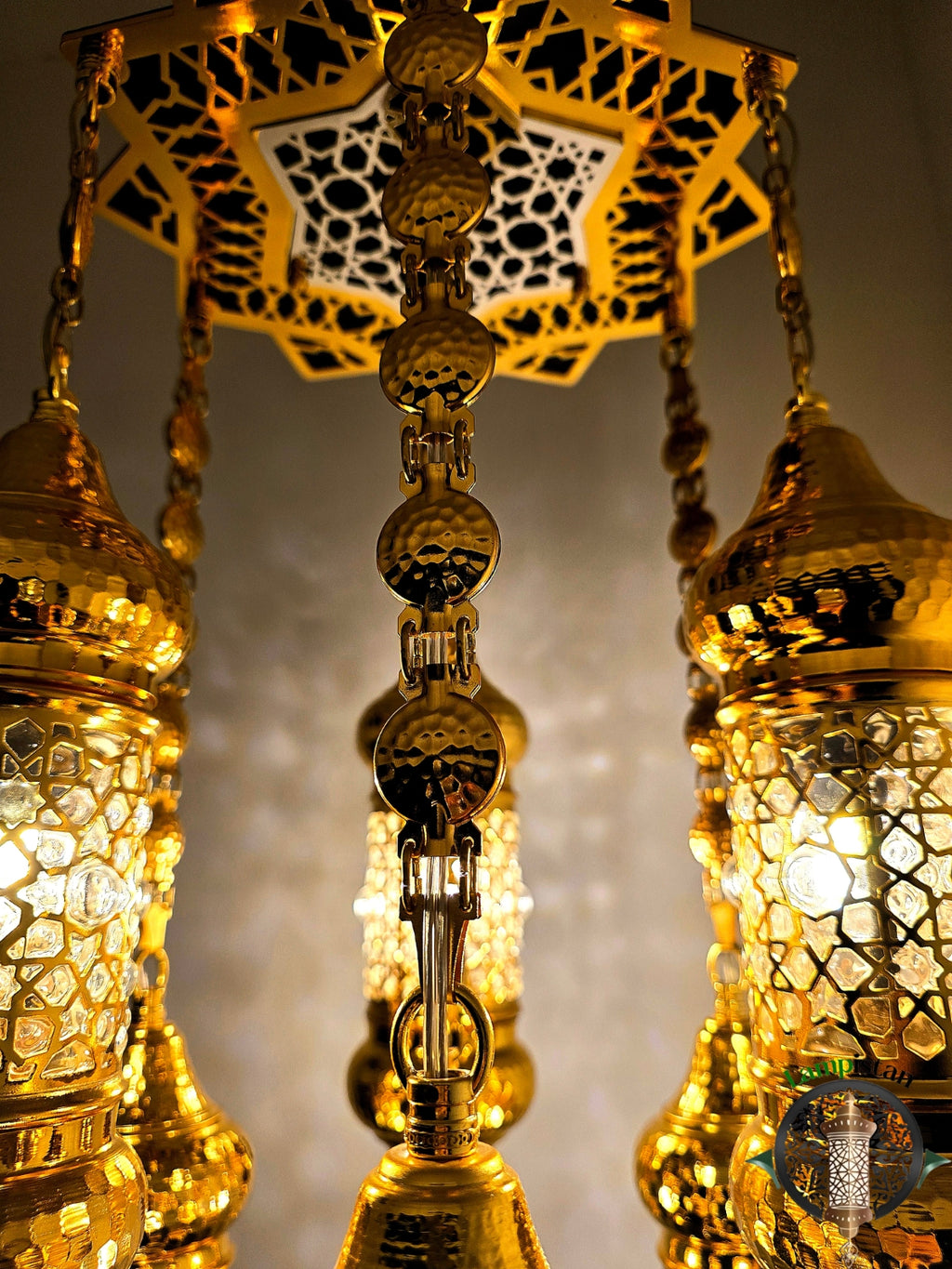 Ottoman Style Chandelier – Handmade Turkish Gold Metal Ceiling Lamp