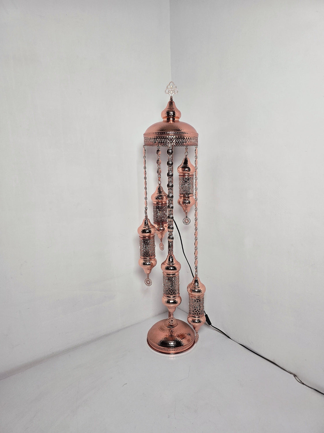 Copper Moroccan Floor Lamp – Handmade Turkish Boho Standing Light