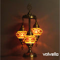 Turkish mosaic 3 globe table lamp orange glass