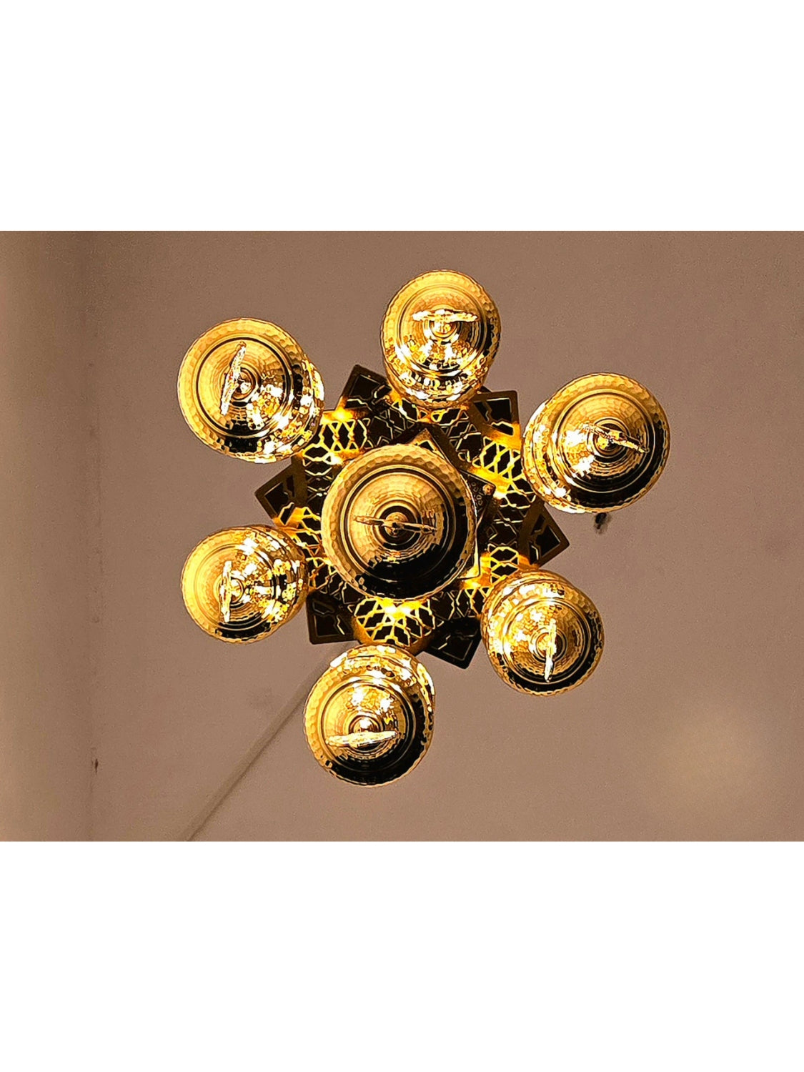 Ottoman Style Chandelier – Handmade Turkish Gold Metal Ceiling Lamp