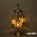 Turkish mosaic 3 globe table lamp brown glass