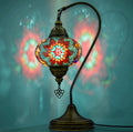 Turkish mosaic swan-neck lamp ocean blue green glass
