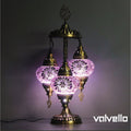 Turkish mosaic 3 globe table lamp purple glass