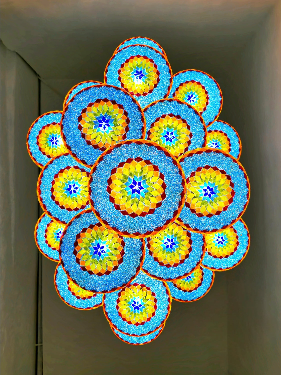 Turkish Mosaic Chandelier – Handmade Colorful Boho Ceiling Lamp