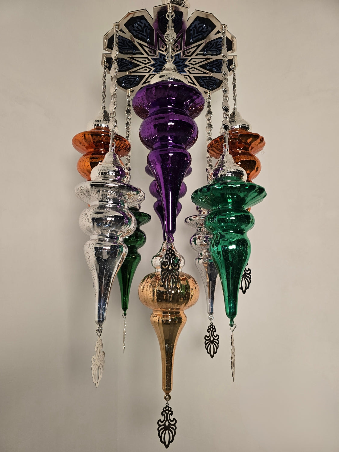 Handmade Turkish Glass Chandelier – Boho Pyrex Ceiling Lamp