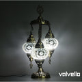 Turkish mosaic 3 globe table lamp white glass