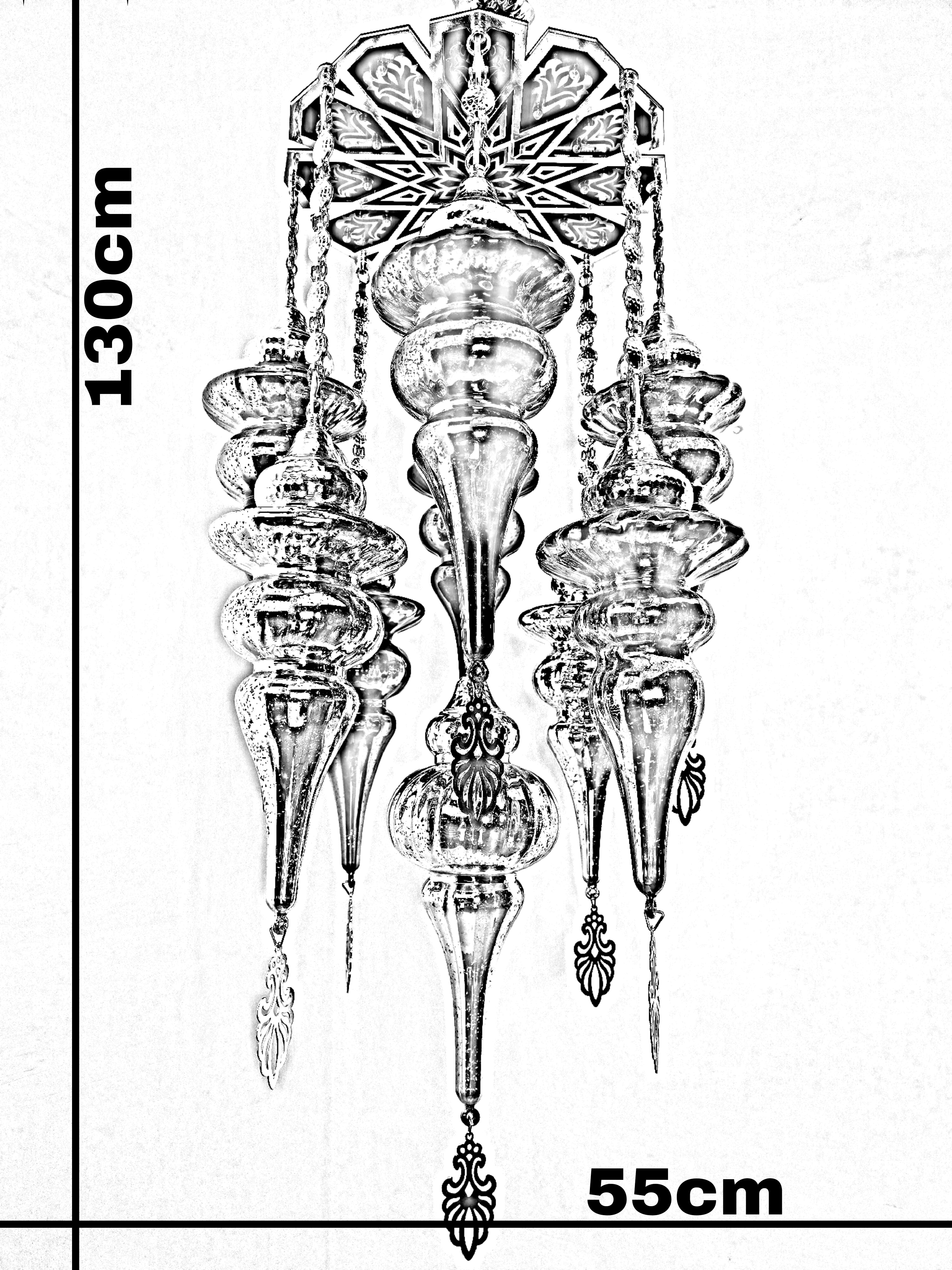 Handmade Turkish Glass Chandelier – Boho Pyrex Ceiling Lamp