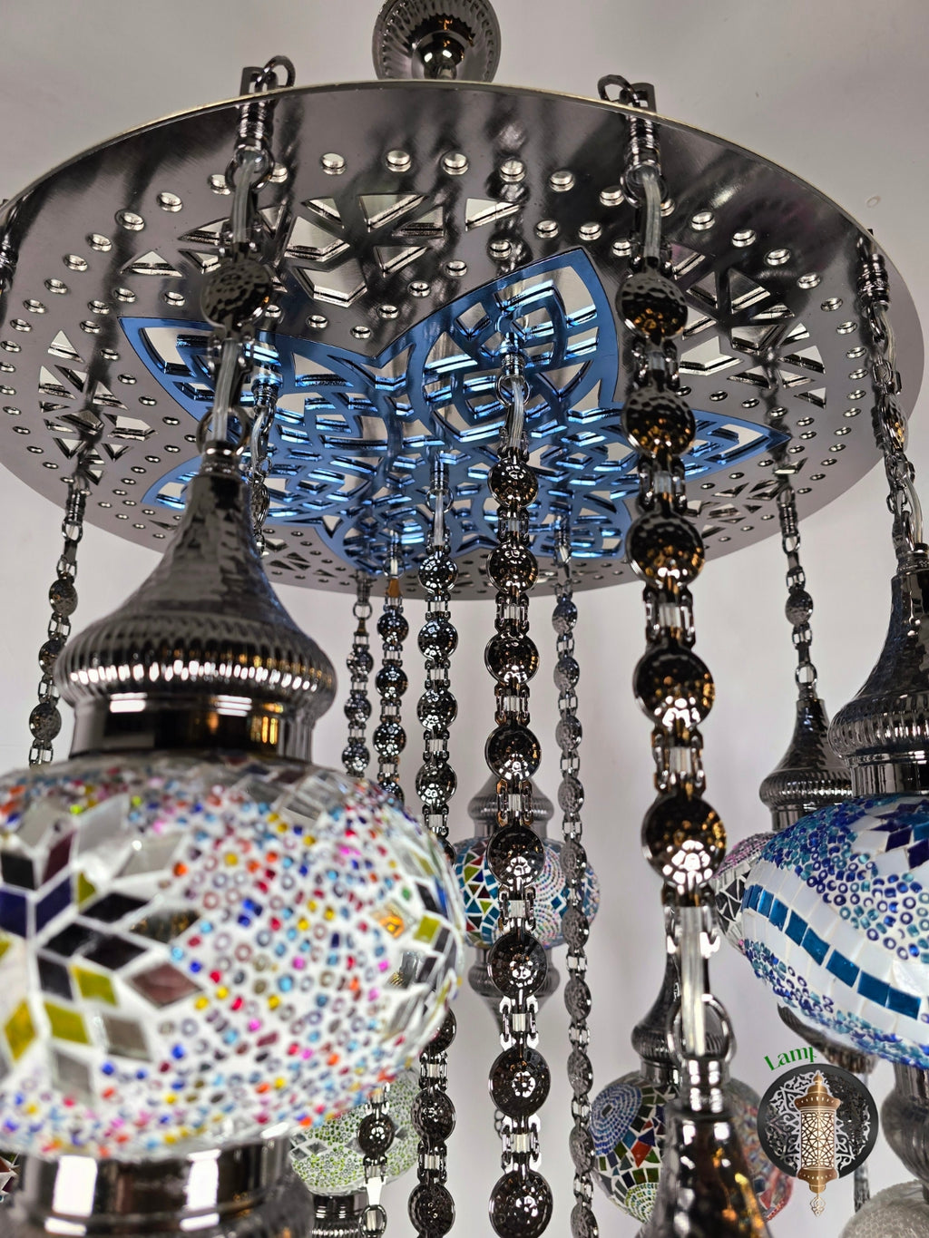 Turkish Mosaic Chandelier – 19 Globe Colorful Boho Ceiling Lamp