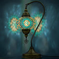 Turkish mosaic swan-neck lamp turquoise glass