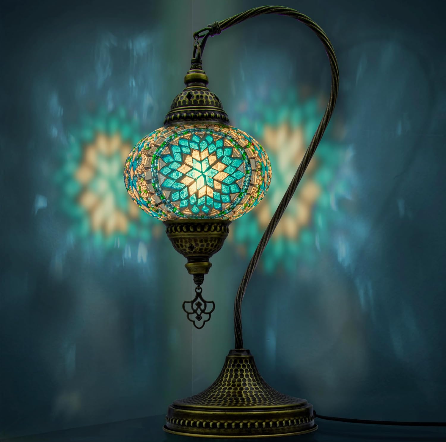 Turkish Mosaic Swan-Neck Lamp – Handmade Boho Light