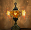 Handmade Turkish mosaic table lamp brown amber glass