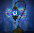 Turkish mosaic swan-neck lamp blue glass