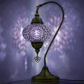 Turkish mosaic swan-neck lamp purple glass