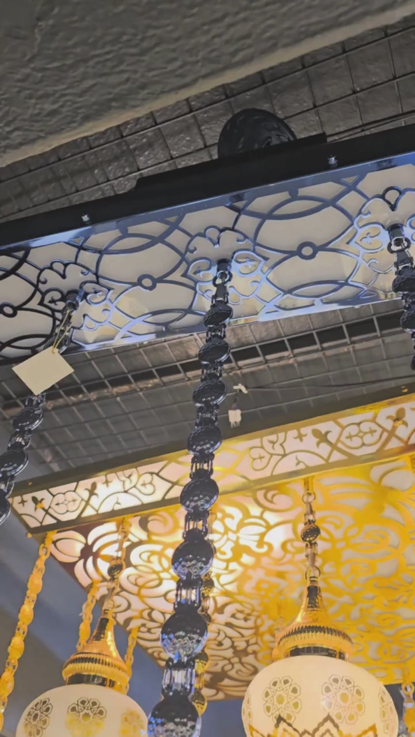 Turkish Mosaic Ceiling Light – 5 Globe Premium Handmade Boho Hanging Lamp