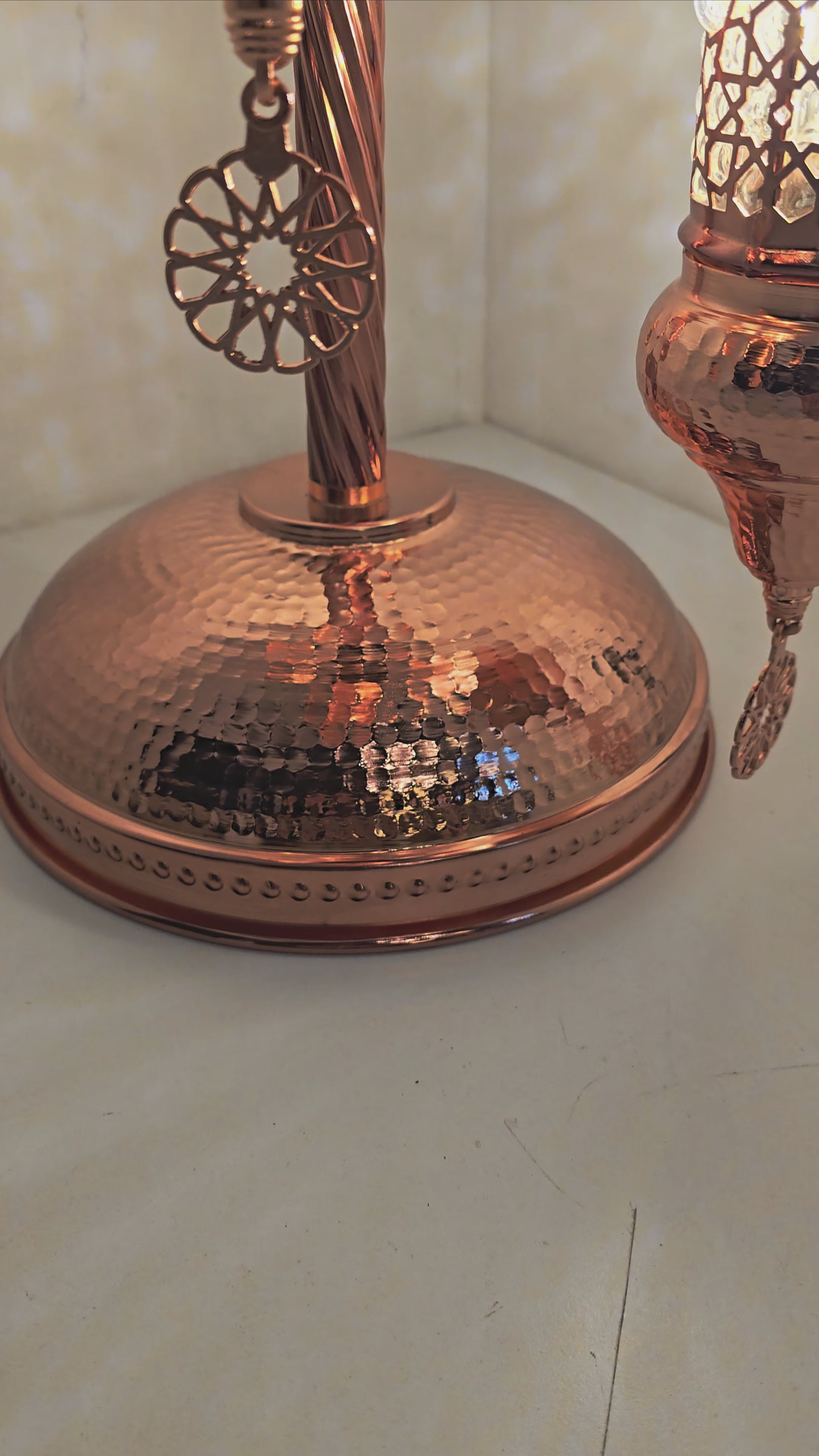 Copper Moroccan Floor Lamp – Handmade Turkish Boho Standing Light